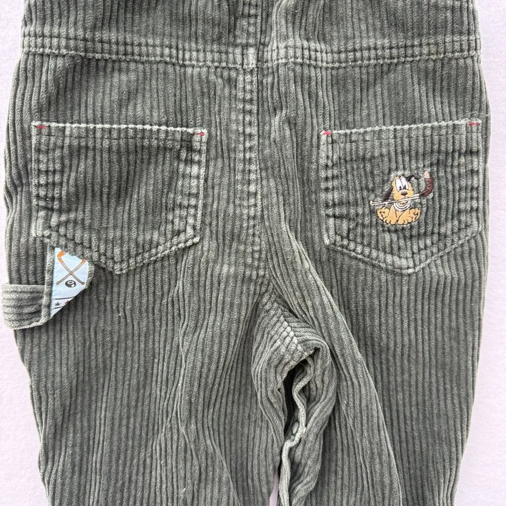 Vintage Baby Mickey & Co Overalls 12M Corduroy Disney Mickey Hockey Little Champ